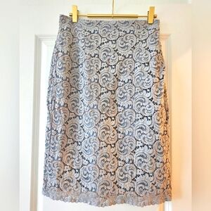 Zara Lace Pencit Skirt Small Side Zipper Back Slit